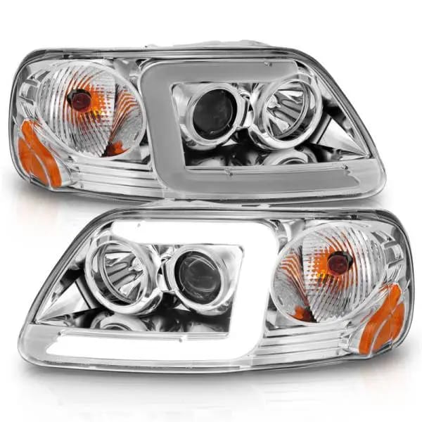 ANZO 1997-2003 Ford F-150 Projector Headlights w/ Light Bar Chrome Housing thumbnail 8