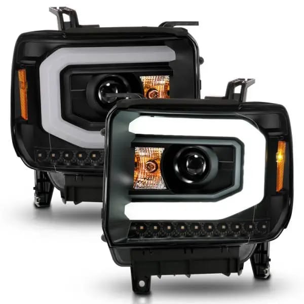 ANZO 2014-2015 GMC Sierra 1500 Projector Headlights w/ Light Bar Black Housing (Halogen Type) thumbnail 3