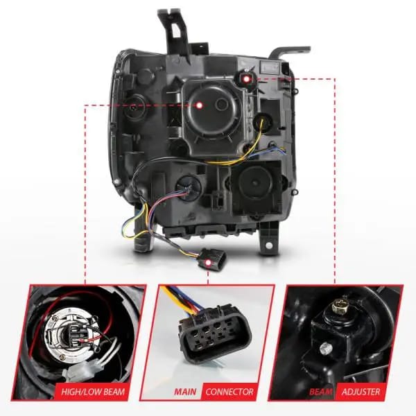 ANZO 2014-2015 GMC Sierra 1500 Projector Headlights w/ Light Bar Black Housing (Halogen Type) thumbnail 5