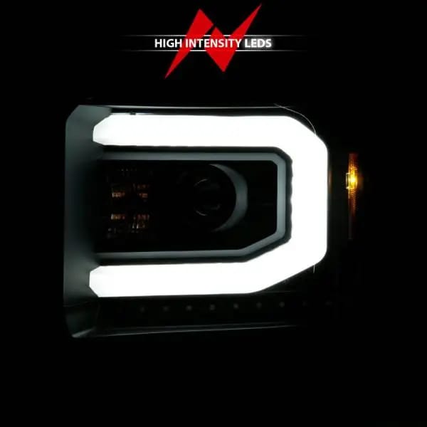 ANZO 2014-2015 GMC Sierra 1500 Projector Headlights w/ Light Bar Black Housing (Halogen Type) thumbnail 6