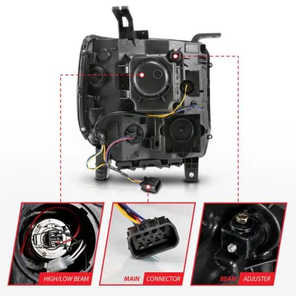 ANZO 2014-2015 GMC Sierra 1500 Projector Headlights w/ Light Bar Black Housing (Halogen Type) thumbnail 11