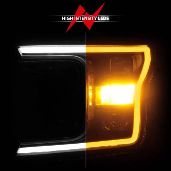 ANZO 2018-2020 Ford F-150 Projector Headlight w/ Plank Style Switchback Black Housing thumbnail 6