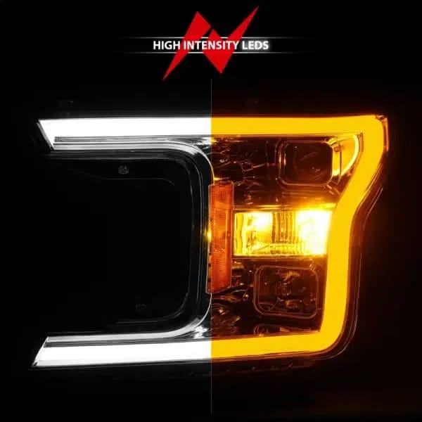 ANZO 2018-2020 Ford F-150 Projector Headlight w/Plank Style Switchback Chrome Housing thumbnail 6