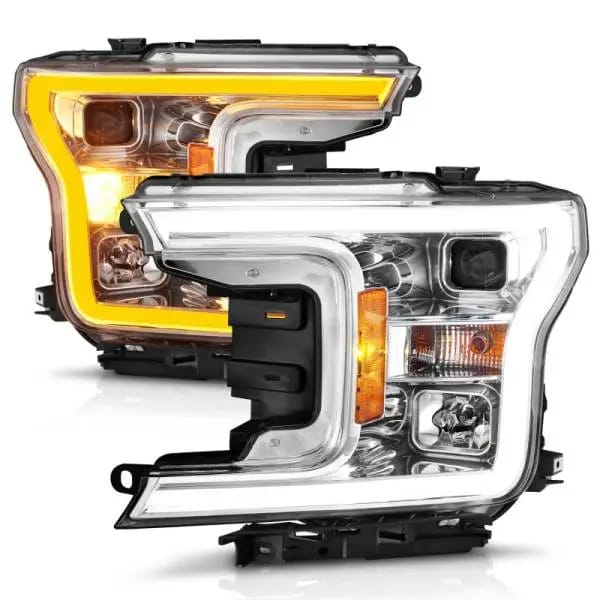 ANZO 2018-2020 Ford F-150 Projector Headlight w/Plank Style Switchback Chrome Housing thumbnail 8