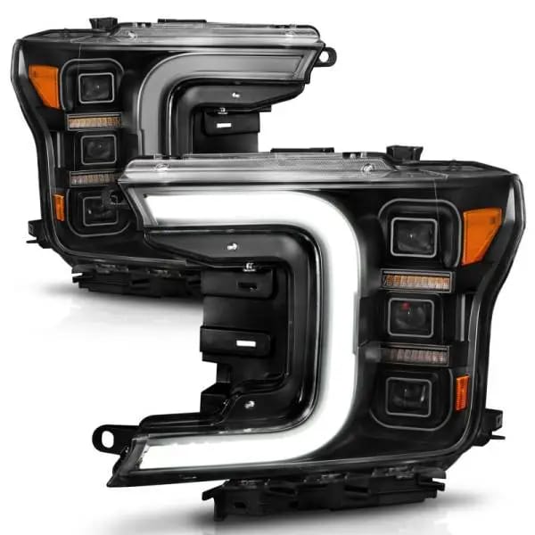 ANZO 18-20 Ford F-150 Full Led Projector Light Bar Headlights Black Amber thumbnail 9
