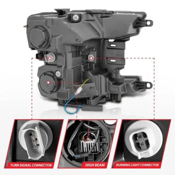 ANZO 18-20 Ford F-150 Full Led Projector Smoke Bar Style Headlights Black Amber thumbnail 4