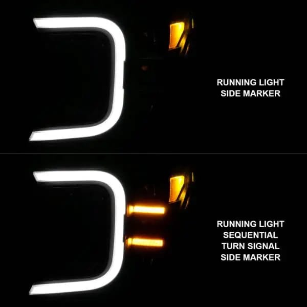 ANZO 18-20 Ford F-150 Full Led Projector Smoke Bar Style Headlights Black Amber thumbnail 9