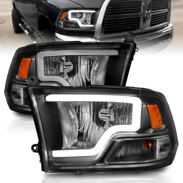 ANZO 2009-2018 Dodge Ram 1500 Crystal Headlights w/ Light Bar Black Housing thumbnail 2