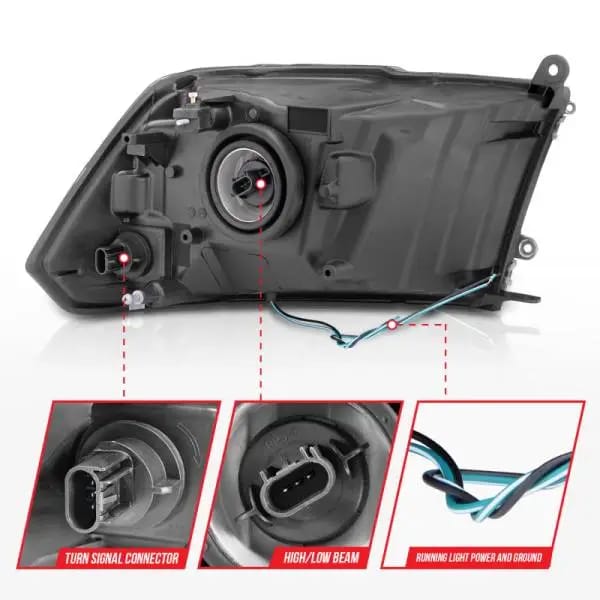 ANZO 2009-2018 Dodge Ram 1500 Crystal Headlights w/ Light Bar Black Housing thumbnail 5