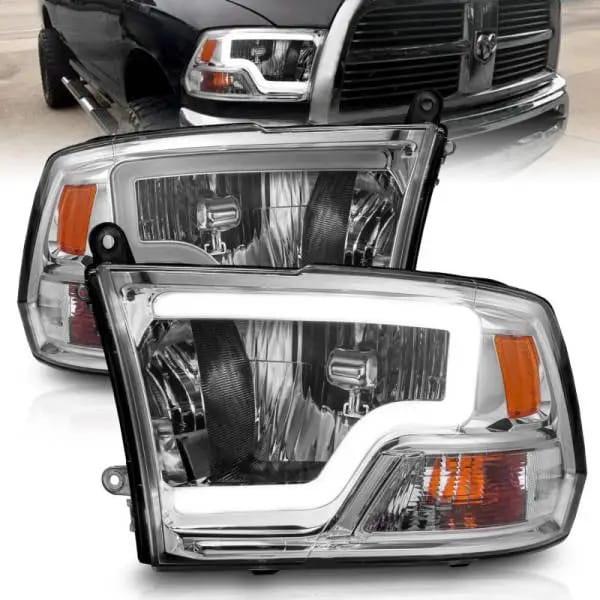 ANZO 2009-2018 Dodge Ram 1500/ 2500/ 3500 Crystal Headlights w/ Light Bar Chrome Housing thumbnail 2