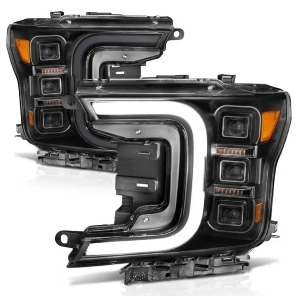 ANZO 18-20 Ford F-150 Full Led Projector Smoke Bar Style Headlights Black Amber thumbnail 14