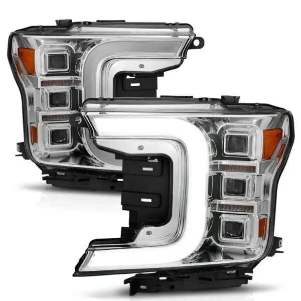 ANZO 18-20 Ford F-150 Full Led Projector Light Bar Style Headlights - Chrome Amber thumbnail 9