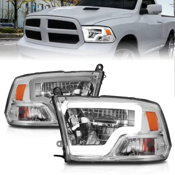 ANZO 2009-2020 Dodge Ram 1500 Full LED Square Projector Headlights w/ Chrome Housing Chrome Amber thumbnail 2