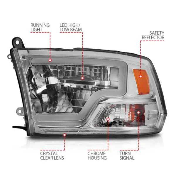 ANZO 2009-2020 Dodge Ram 1500 Full LED Square Projector Headlights w/ Chrome Housing Chrome Amber thumbnail 7