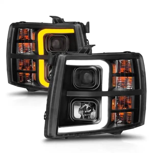 ANZO 2007-2013 Chevrolet Silverado 1500 Projector w/ Light Bar Black Housing w/ Sequential thumbnail 4