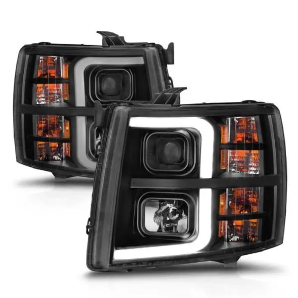 ANZO 2007-2013 Chevrolet Silverado 1500 Projector w/ Light Bar Black Housing w/ Sequential thumbnail 9