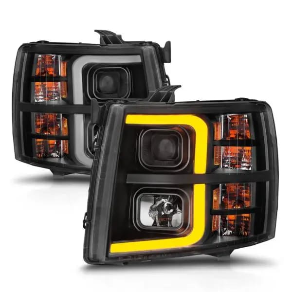 ANZO 2007-2013 Chevrolet Silverado 1500 Projector w/ Light Bar Black Housing w/ Sequential thumbnail 14