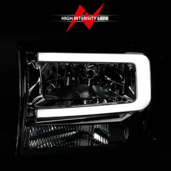 ANZO 99-04 Ford F250/F350/F450/Excursion (excl. 99) Crystal Headlights - w/ Light Bar Chrome Housing thumbnail 6