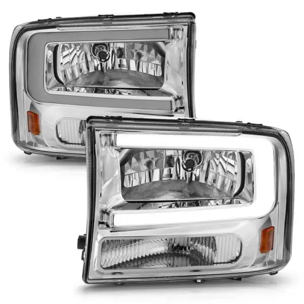 ANZO 99-04 Ford F250/F350/F450/Excursion (excl. 99) Crystal Headlights - w/ Light Bar Chrome Housing thumbnail 8