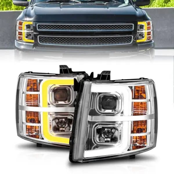 ANZO 2007-2013 Chevrolet Silverado 1500 Projector w/ Light Bar Chrome Housing w/ Sequential thumbnail 3