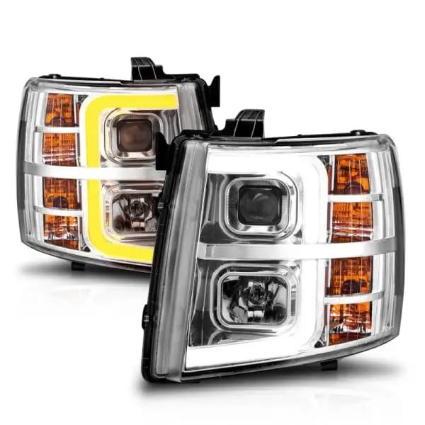 ANZO 2007-2013 Chevrolet Silverado 1500 Projector w/ Light Bar Chrome Housing w/ Sequential thumbnail 4