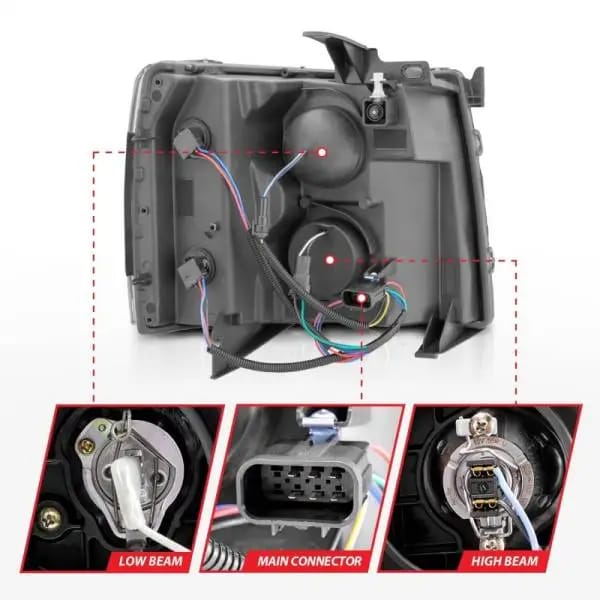 ANZO 2007-2013 Chevrolet Silverado 1500 Projector w/ Light Bar Chrome Housing w/ Sequential thumbnail 7