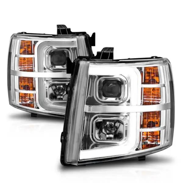 ANZO 2007-2013 Chevrolet Silverado 1500 Projector w/ Light Bar Chrome Housing w/ Sequential thumbnail 9