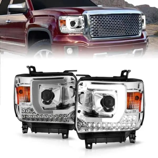 ANZO 14-15 GMC Sierra 1500/2500HD/3500HD Plank Style Projector Headlight - Chrome Housing thumbnail 2
