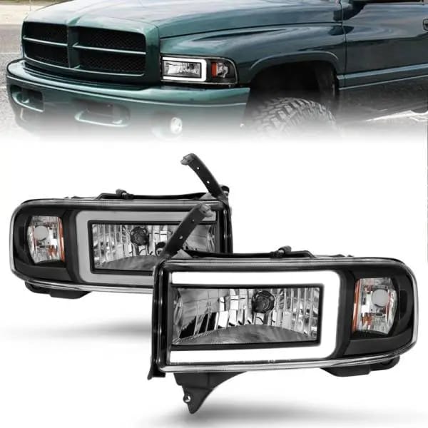 ANZO 94-02 Dodge RAM Crystal Headlight - w/ Light Bar Black Housing thumbnail 2