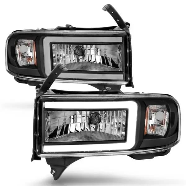 ANZO 94-02 Dodge RAM Crystal Headlight - w/ Light Bar Black Housing thumbnail 3