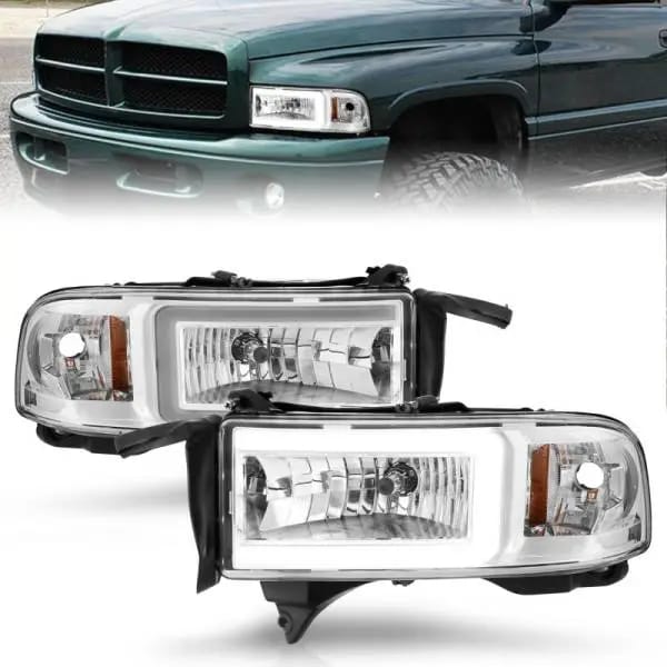 ANZO 94-02 Dodge RAM Crystal Headlight - w/ Light Bar Chrome Housing thumbnail 2