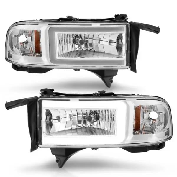 ANZO 94-02 Dodge RAM Crystal Headlight - w/ Light Bar Chrome Housing thumbnail 3
