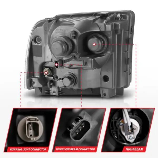ANZO 99-04 Ford F250/F350/F450/Excursion (excl 99) Projector Headlights - w/ Light Bar Black Housing thumbnail 5