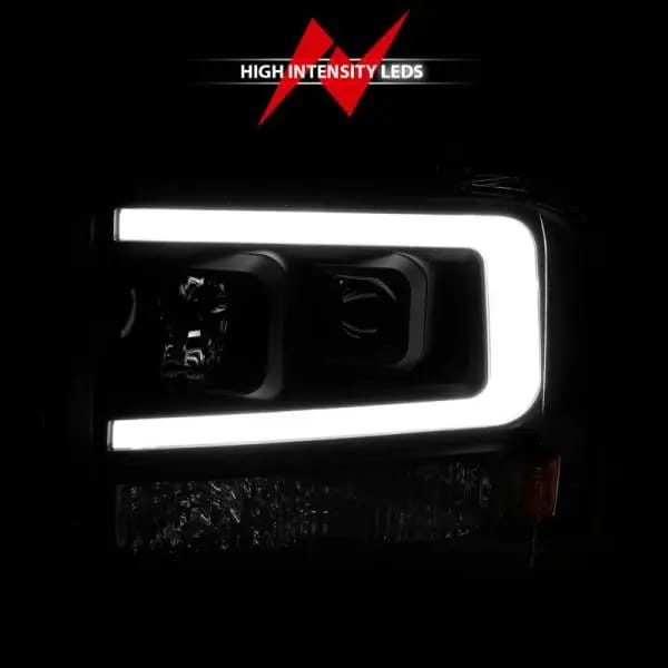 ANZO 99-04 Ford F250/F350/F450/Excursion (excl 99) Projector Headlights - w/ Light Bar Black Housing thumbnail 6