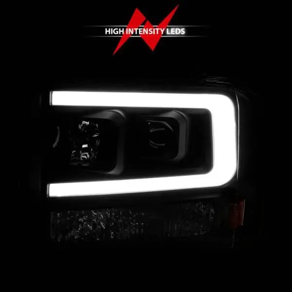 ANZO 99-04 Ford F250/F350/F450/Excursion (excl 99) Projector Headlights - w/ Light Bar Black Housing thumbnail 12