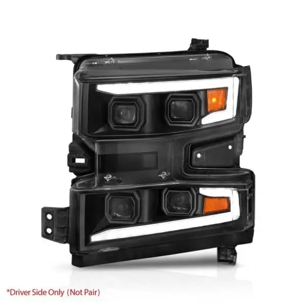 ANZO 19-22 Chevrolet Silverado 1500 LED Proj HL w/Lgt Bar SwBk Seq. Blk w/In. Light - Driver Side ON thumbnail 7