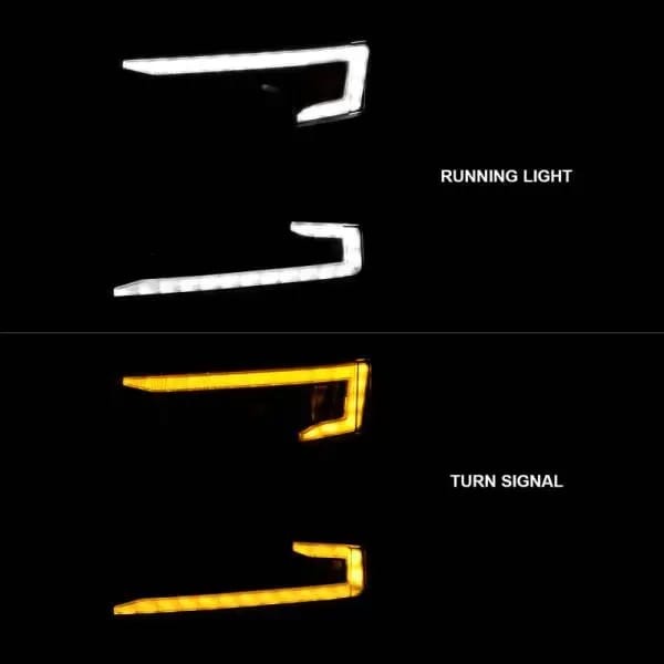 ANZO 19-22 Chevrolet Silverado 1500 LED Proj HL w/Lgt Bar SwBk Seq. Blk w/In. Light - Driver Side ON thumbnail 10