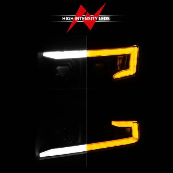ANZO 19-22 Chevrolet Silverado 1500 LED Proj HL w/Lgt Bar SwBk Seq. Blk w/In. Light - Driver Side ON thumbnail 14