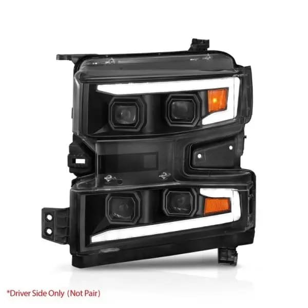 ANZO 19-22 Chevrolet Silverado 1500 LED Proj HL w/Lgt Bar SwBk Seq. Blk w/In. Light - Driver Side ON thumbnail 15