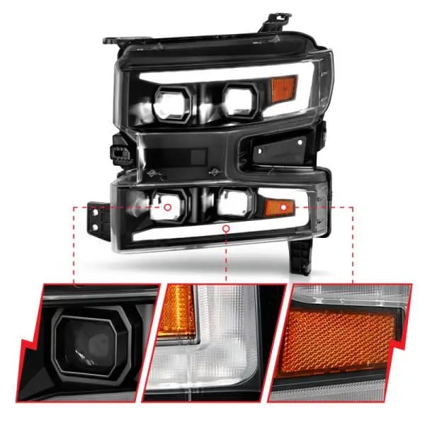 ANZO 19-22 Chevrolet Silverado 1500 LED Proj HL w/Lgt Bar SwBk Seq. Blk w/In. Light - Passenger Side thumbnail 4