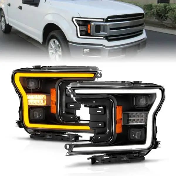 ANZO 18-20 Ford F-150 (w/o Fctry LED) Full LED Proj Headlights w/Light Bar Swtchbk Seq. Black w/Init thumbnail 2