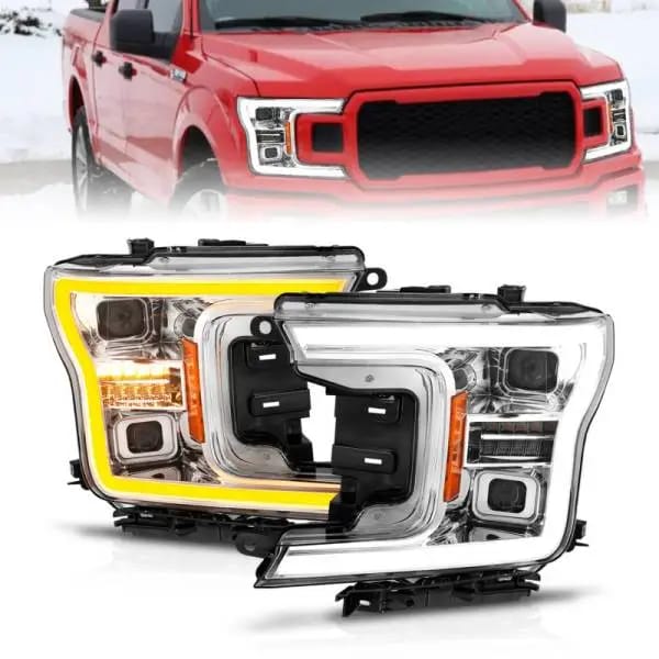 ANZO 18-20 Ford F-150 (w/o Fctry LED) Full LED Proj Headlights w/Light Bar Swtchbk Seq. Chrome w/Int thumbnail 2