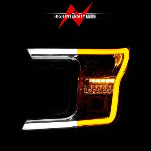 ANZO 18-20 Ford F-150 (w/o Fctry LED) Full LED Proj Headlights w/Light Bar Swtchbk Seq. Chrome w/Int thumbnail 6
