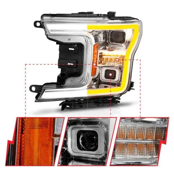 ANZO 18-20 Ford F-150 (w/o Fctry LED) Full LED Proj Headlights w/Light Bar Swtchbk Seq. Chrome w/Int thumbnail 9