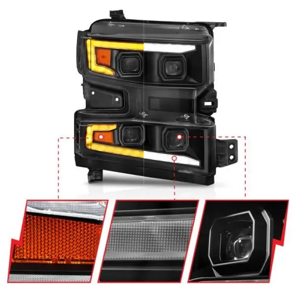 ANZO 19-22 Chevrolet Silverado 1500 LED Proj HL w/Lgt Bar SwBk Seq. Blk w/In. Light - Passenger Side thumbnail 11