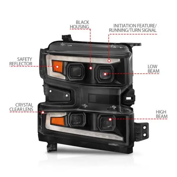 ANZO 19-22 Chevrolet Silverado 1500 LED Proj HL w/Lgt Bar SwBk Seq. Blk w/In. Light - Passenger Side thumbnail 12