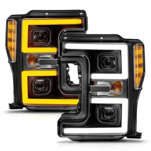 ANZO 17-19 Ford F-250/350/450 SD (w/o Factory LED) LED Proj Headlights w/Light Bar Switchback Blk thumbnail 8