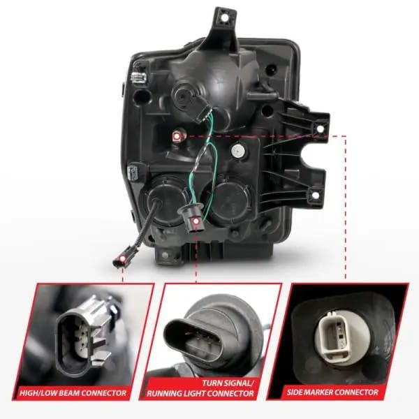 ANZO 08-10 Ford F-250 - F-550 Super Duty Projector Headlights w/ Light Bar Switchback Black Housing thumbnail 6