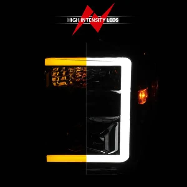 ANZO 08-10 Ford F-250 - F-550 Super Duty Projector Headlights w/ Light Bar Switchback Black Housing thumbnail 12