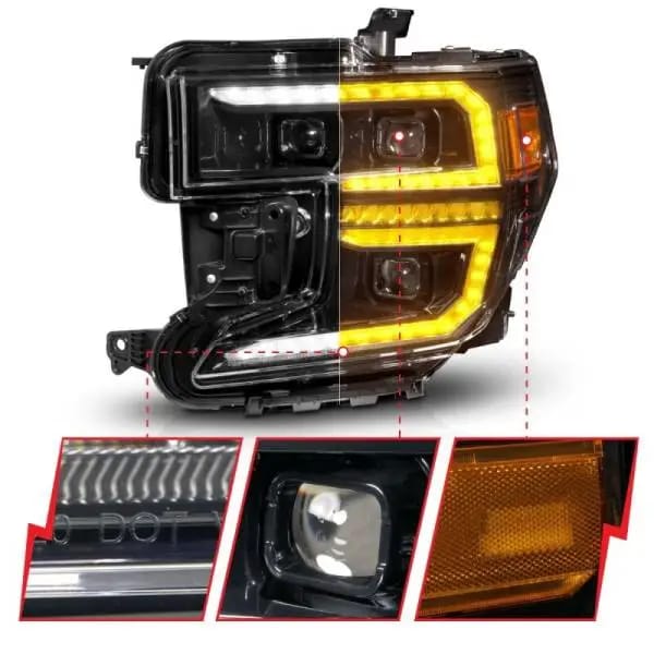 ANZO 19-21 GMC Sierra 1500 LED Projector Headlight w/Switchback+Sequential - Black thumbnail 3